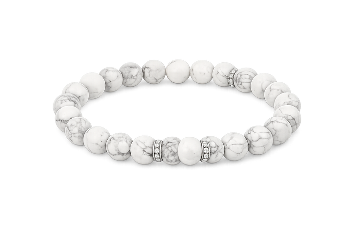 Cancer Rashi Bracelet (White Howlite 8mm) | Kark Rashi Stone Bracelet for Calm, Emotional Balance & Positivity