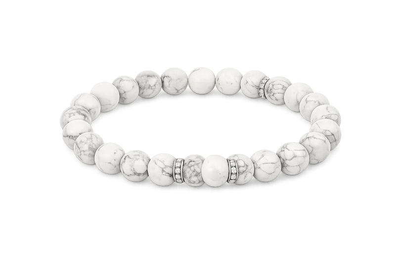 Cancer Rashi Bracelet (White Howlite 8mm) | Kark Rashi Stone Bracelet for Calm, Emotional Balance & Positivity