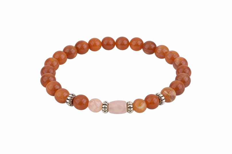 Aries Rashi Bracelet (Carnelian 8mm) | Mesh Rashi Stone Bracelet for Confidence, Energy & Success