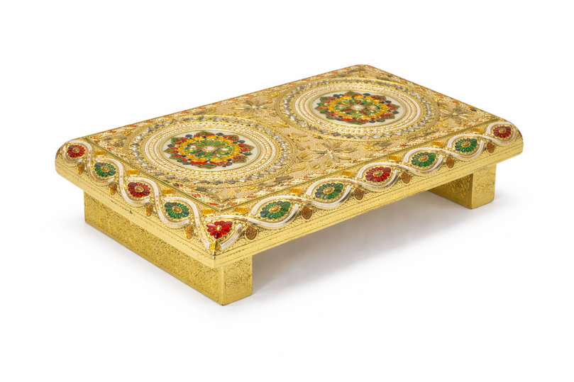 Decorative Bajot (Puja Chowki) – 6"x 9" | 415g | Premium Mandir & Ritual Platform