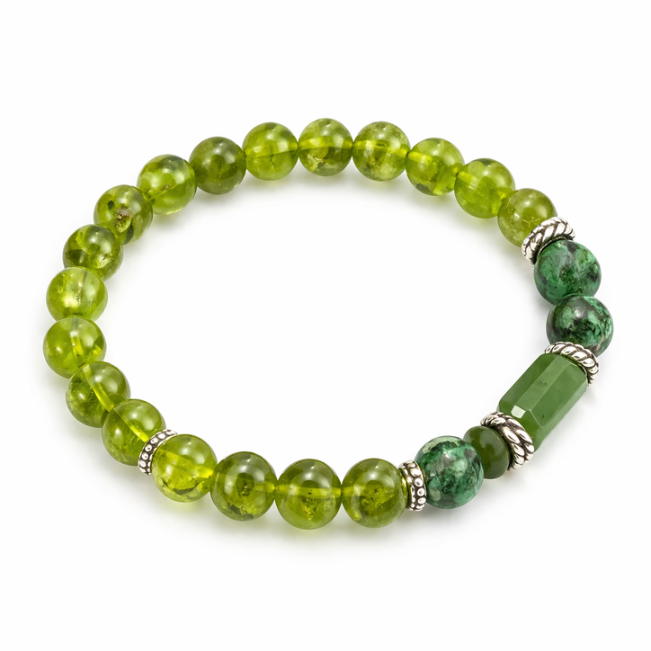 Virgo Rashi Bracelet (Peridot 8mm) | Kanya Rashi Stone Bracelet for Healing, Clarity & Positivity