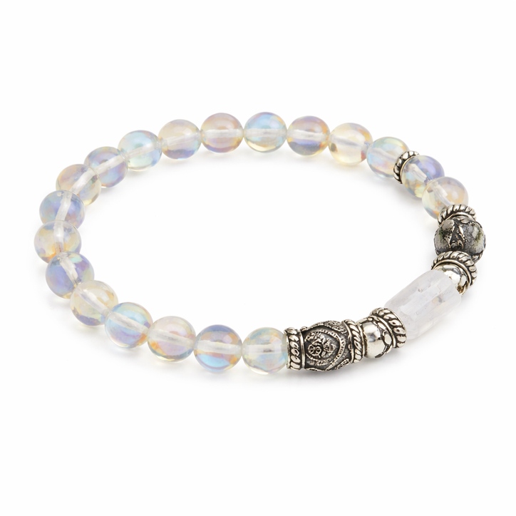 Libra Rashi Bracelet (Opalite 8mm) | Tula Rashi Stone Bracelet for Balance, Love & Emotional Healing