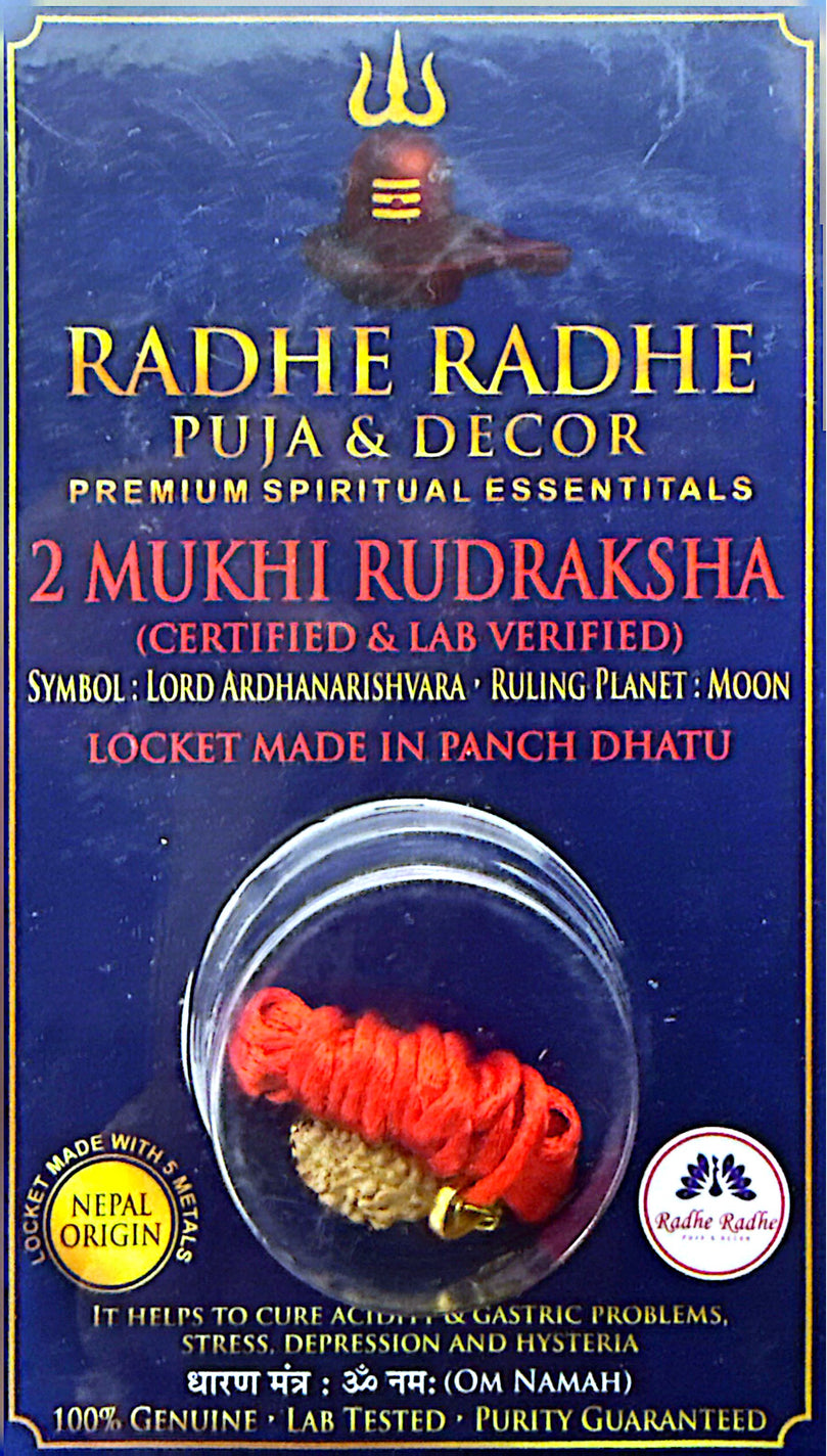 2 Mukhi Rudraksha Pendant (Nepal Origin, Lab Certified) – Ardhanarishvara Rudraksha in Panch Dhatu | Relationship Harmony & Emotional Balance