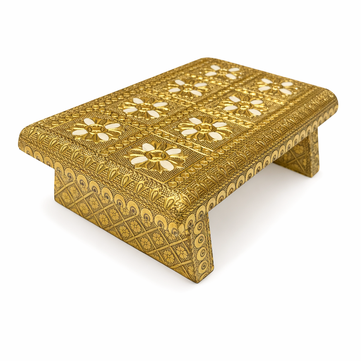 Decorative Bajot (Puja Chowki) – 7"x 10" | 700g | Premium Mandir & Ritual Platform