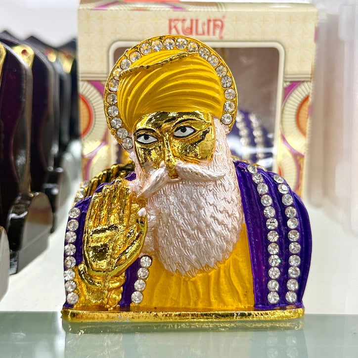 Guru Nanak Dev Ji Metal Idol (3.5”) – Car Dashboard & Home Mandir Spiritual Statue