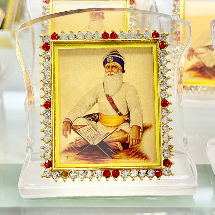 Baba Deep Singh Ji Acrylic Frame (3”) – Spiritual Standee for Car, Desk & Sikh Gifting