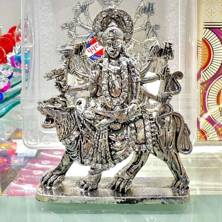 Shri Durga Maa on Lion (3”) – Sparkling Warrior Goddess Idol