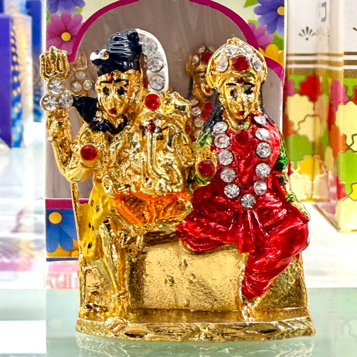 Shri Shiv Ji & Parvati Maa Idol (2”) – Compact Decorative Murti for Dashboard, Home & Gifting