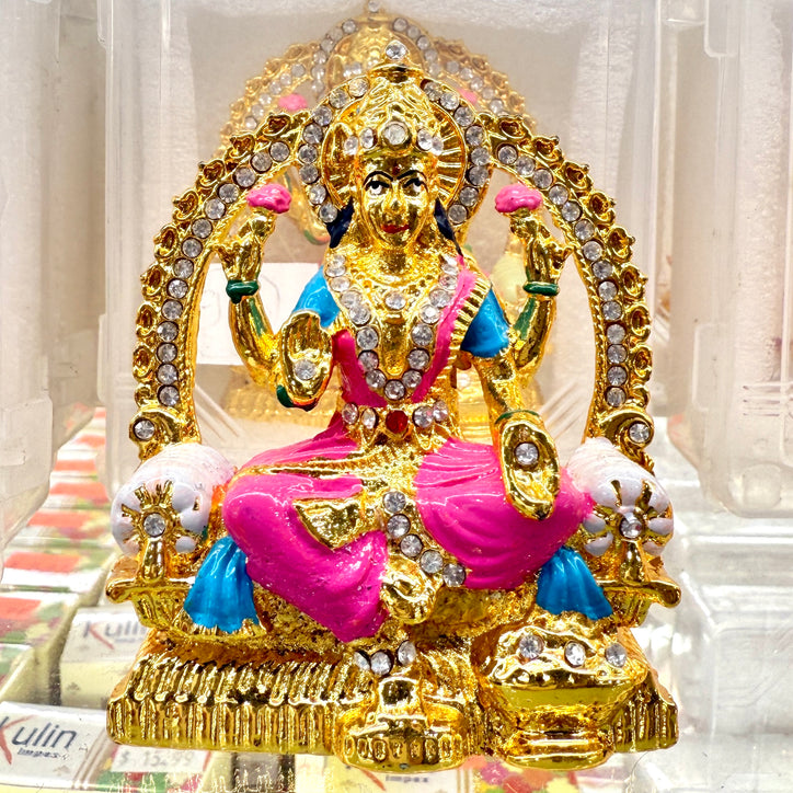 Shri Lakshmi Maa Idol (3”) – Mahalaxmi Murti for Dashboard, Home & Office Decor