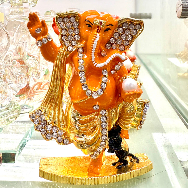 Shri Ganesh Ji Idol (3”) – Orange Standing Pose