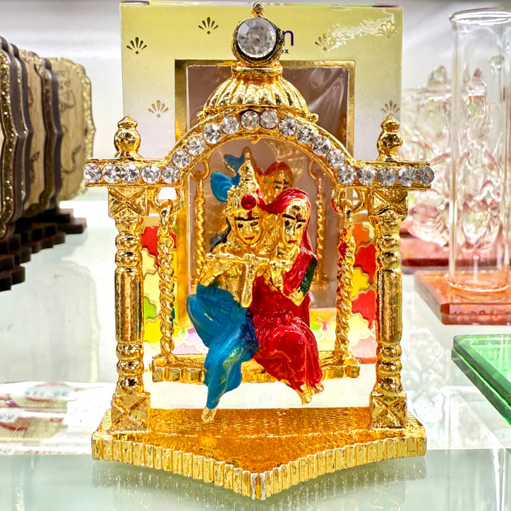 Shri Radha Krishna Idol (3”) – Decorative Jhula Murti for Love & Devotion