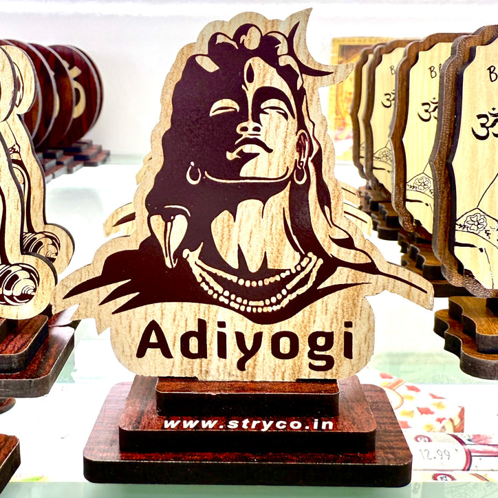 Adiyogi Wooden Plaque (4”) – Lord Shiva Idol for Car Dashboard & Home