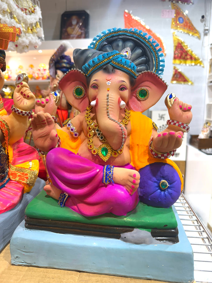 Eco-Friendly Ganapati Idol (12”) 100% Clay Water Dissolving Ganesha Murti for Ganesh Chaturthi - In-Store Pickup Brampton Only