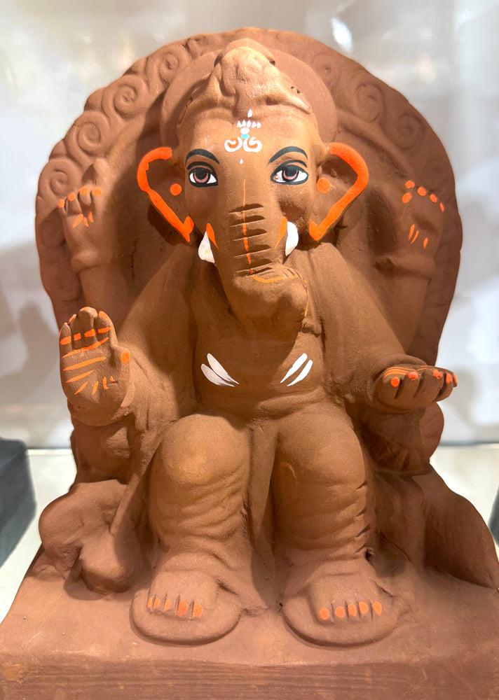 Eco-Friendly Clay Ganesha Idol (10”) – Shri Ganapati Ji Murti in Pure Mitti with Minimal Paint – 100% Water-Soluble – Pickup in Brampton