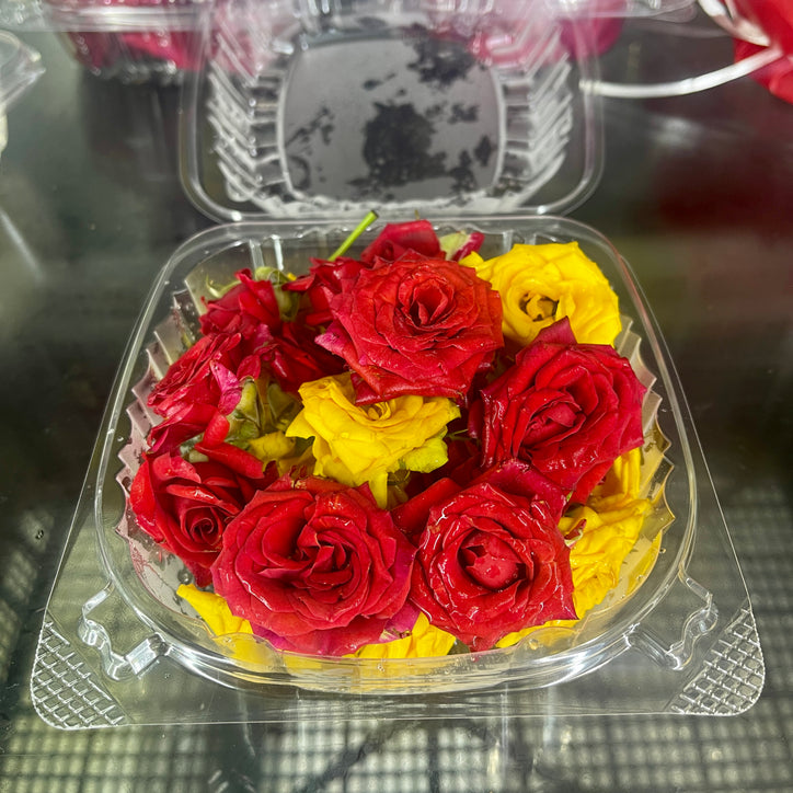 Button Rose (Gulab) - Fresh Flowers - For 1 Box (Red/Yellow Mix)