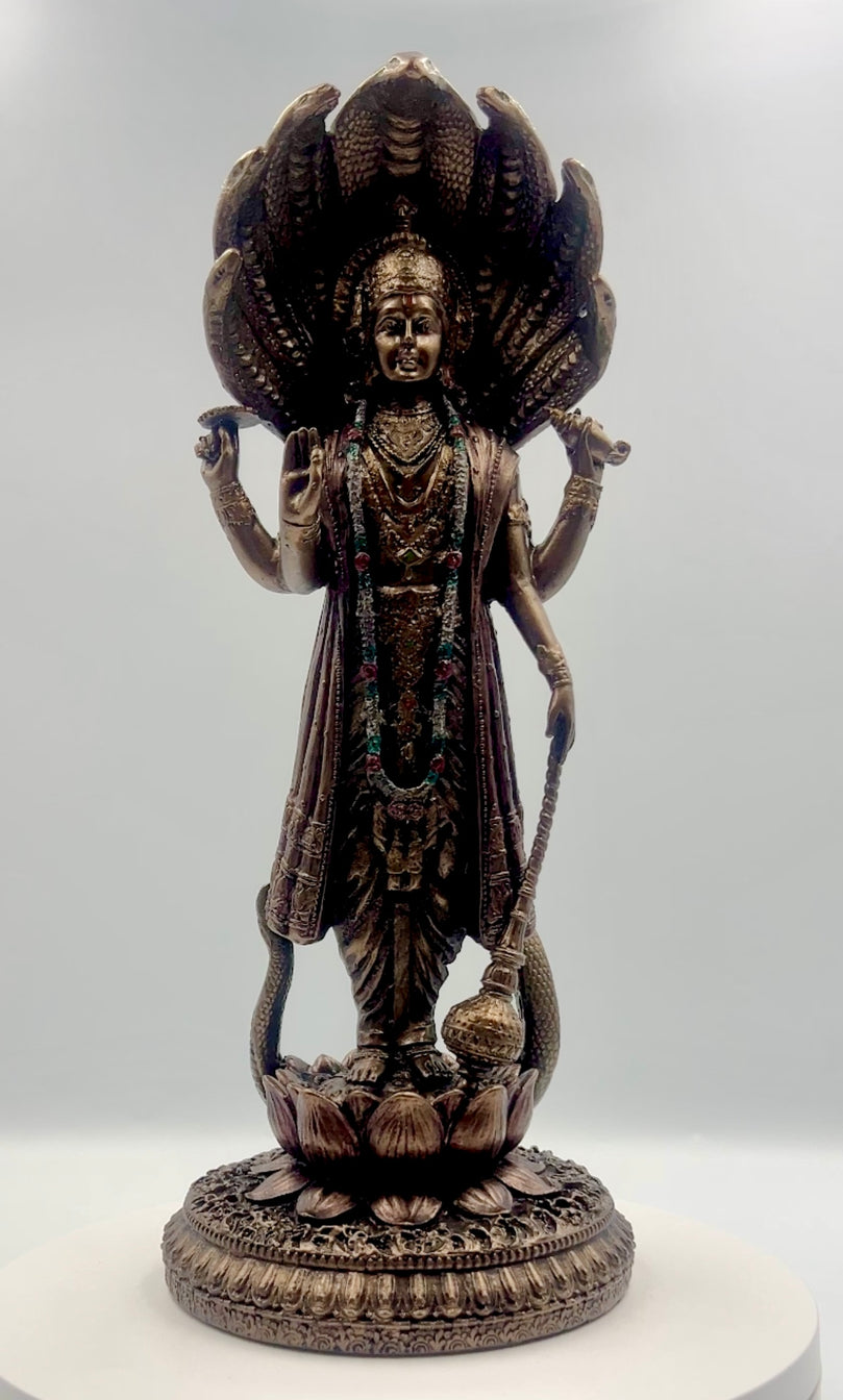 Bronze Lord Vishnu Idol 12.5"