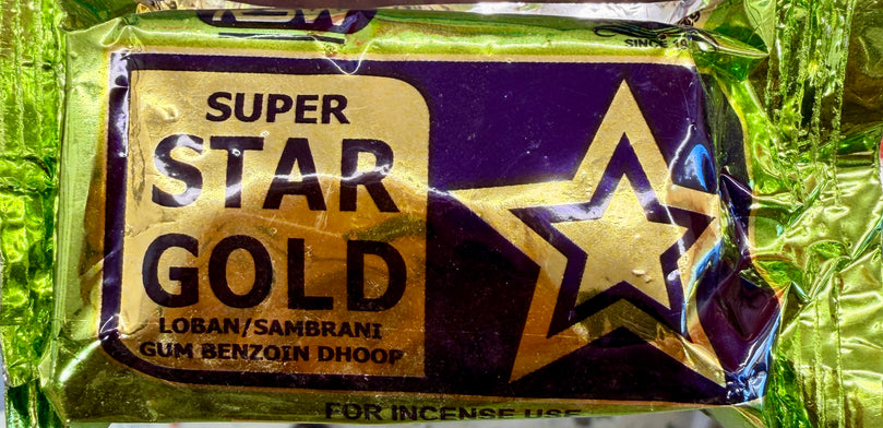 Super Star Gold Loban Dhoop 50gm – Premium Sambrani Gum Benzoin Incense | Easy Home Cleansing & Puja Use