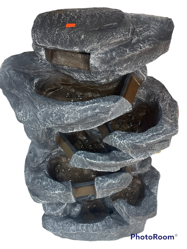 3.5ft Tall Meditating Buddha Rock Water Fountain - with Lights & Water Pump