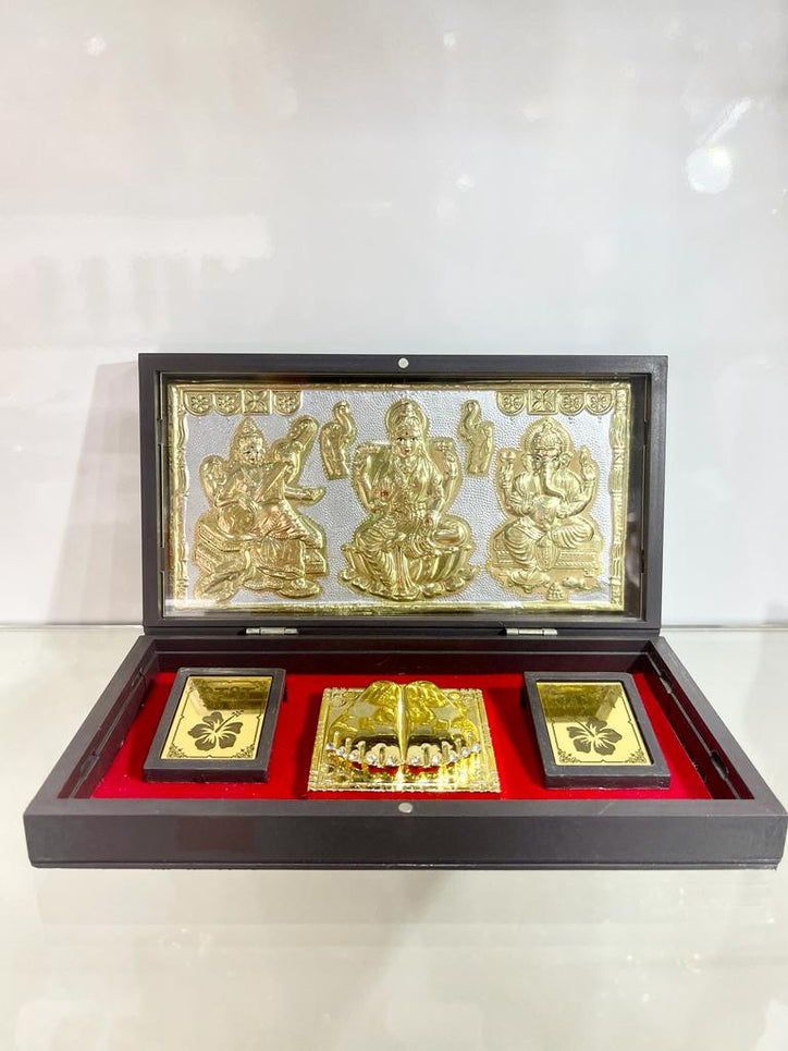 Saraswati, Lakshmi, & Ganesh Gold Plated