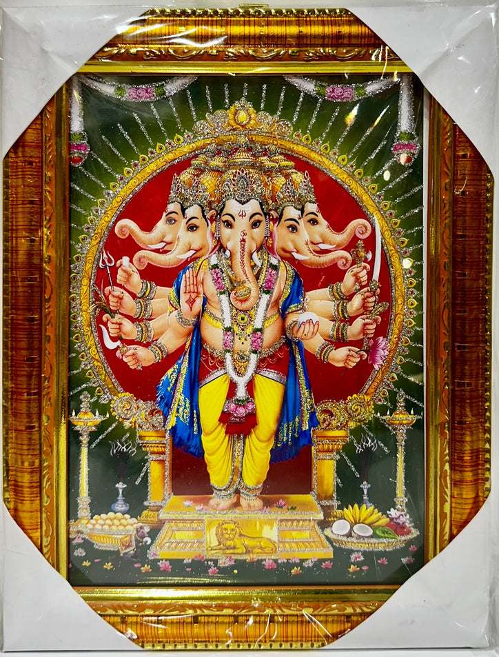 Panch Mukhi Ganesh Ji- 7"x9" Picture Frame - Wall Hanging