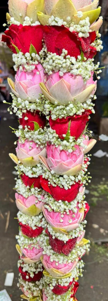Rose & Lotus Fresh Flower Garland / Mala - Price per ft