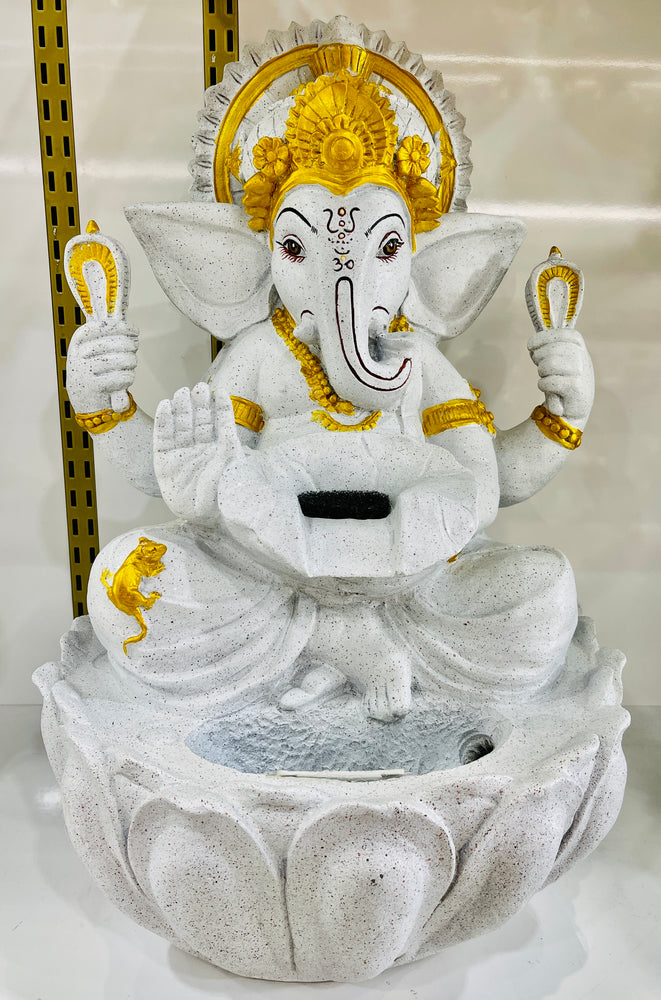 Ganesh On Lotus Water Fountain With Light