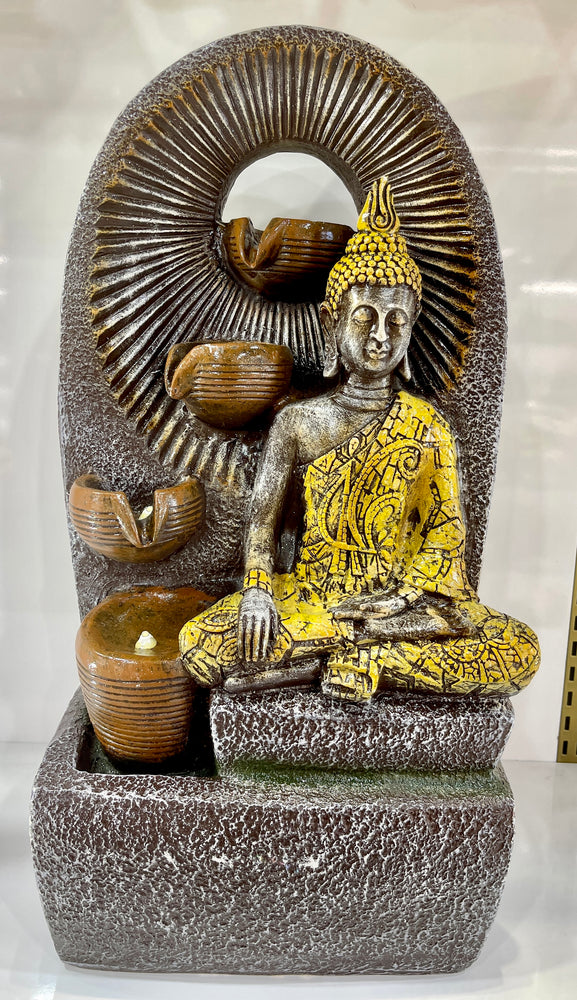 Meditating Buddha Zen Rock Water Fountain - with Lights & Water Pump