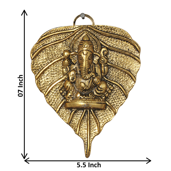 Lord Sri Ganesh Ji On Leaf Wall-Hanging Idol