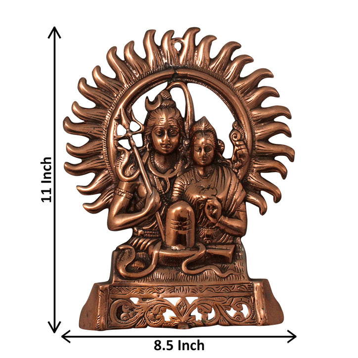 Mahadev Shiv Ji & Sri Maa Parvati with Shivling Wall Hanging Sculpture