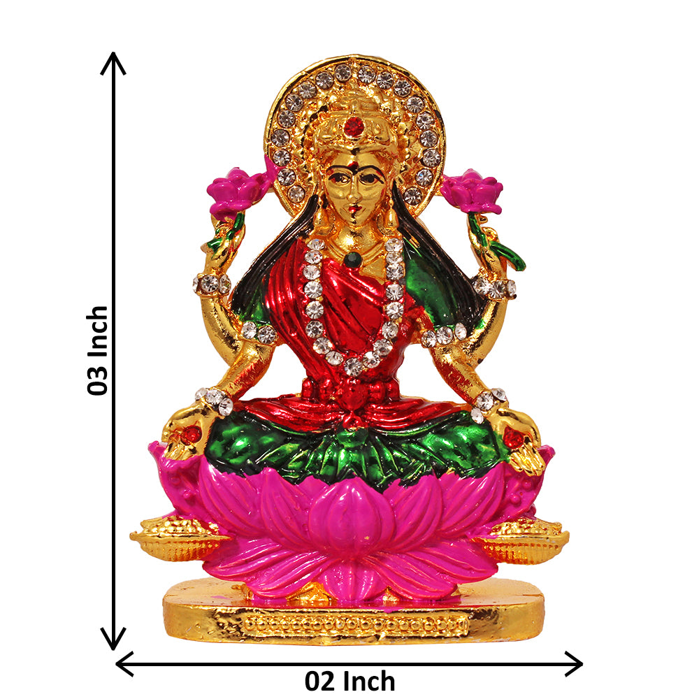 Goddess Shri Lakshmi Maa Seated On Lotus Car Idol (Double Sided Tape I