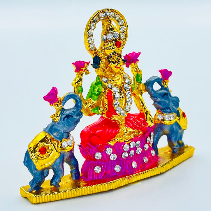 Goddess Lakshmi Ma Devi Car Dashboard Idol (Double Sided Tape Included) | Hindu God Statue Murti | Religious Gift for Home/Office on Diwali