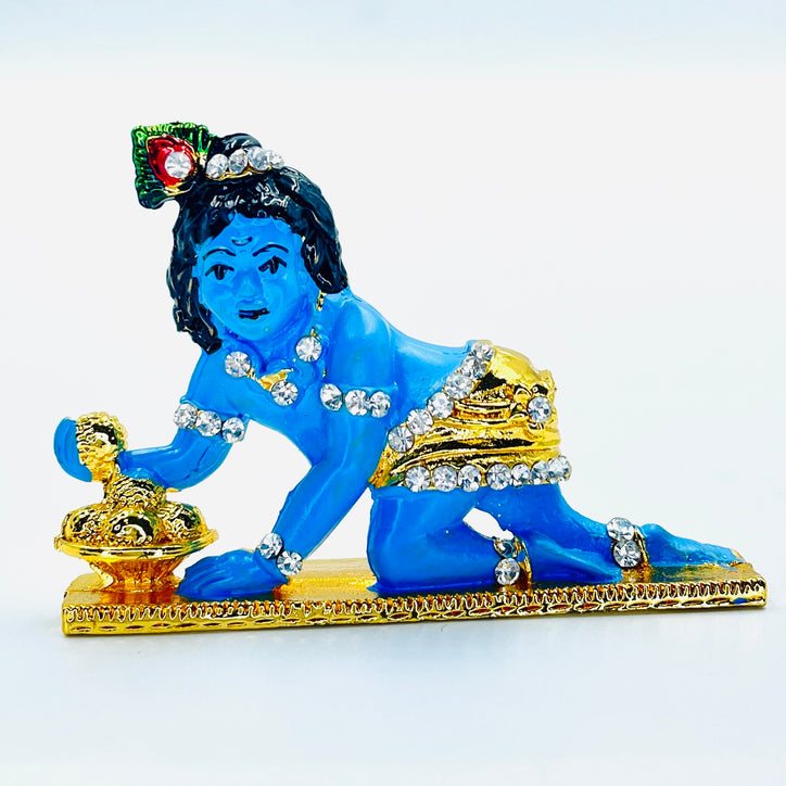 Krishna Bala Ladoo Gopala Car Dashboard Idol | Hindu God Statue Murti | Religious Gift for Home/Office on Janmashtami, Holi, Dussehra & Diwali