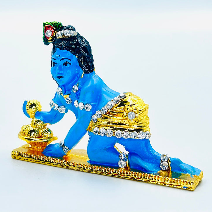 Krishna Bala Ladoo Gopala Car Dashboard Idol | Hindu God Statue Murti | For Indian Decoration, Pooja Puja in Temple (Mandir) or Religious Gift for Home/Office on Janmashtami, Holi, Dussehra & Diwali
