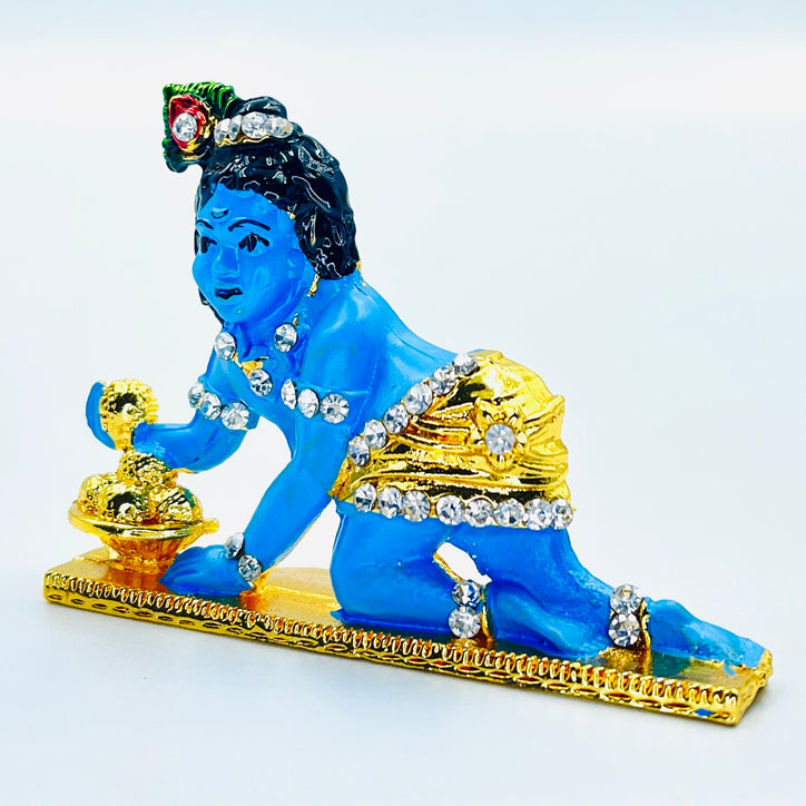Krishna Bala Ladoo Gopala Car Dashboard Idol | Hindu God Statue Murti | Religious Gift for Home/Office on Janmashtami, Holi, Dussehra & Diwali