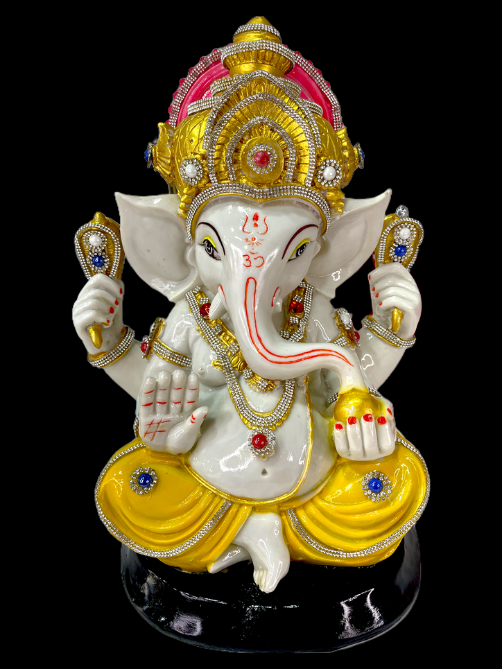 Colourful Sri Ganesh ji Blessing on Pedestal