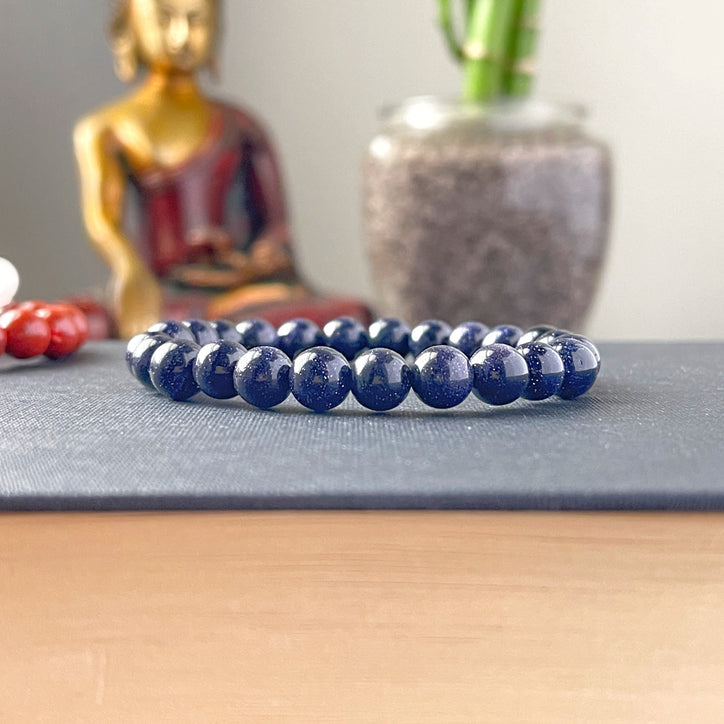 Genuine Natural Gemstone Blue Sandstone Bracelet