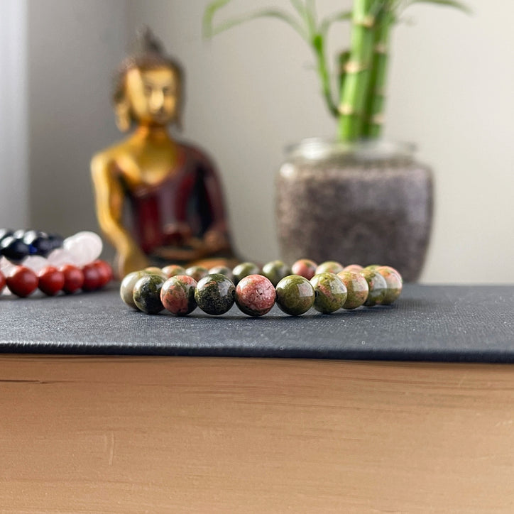 Genuine Natural Gemstone Unakite Bracelet