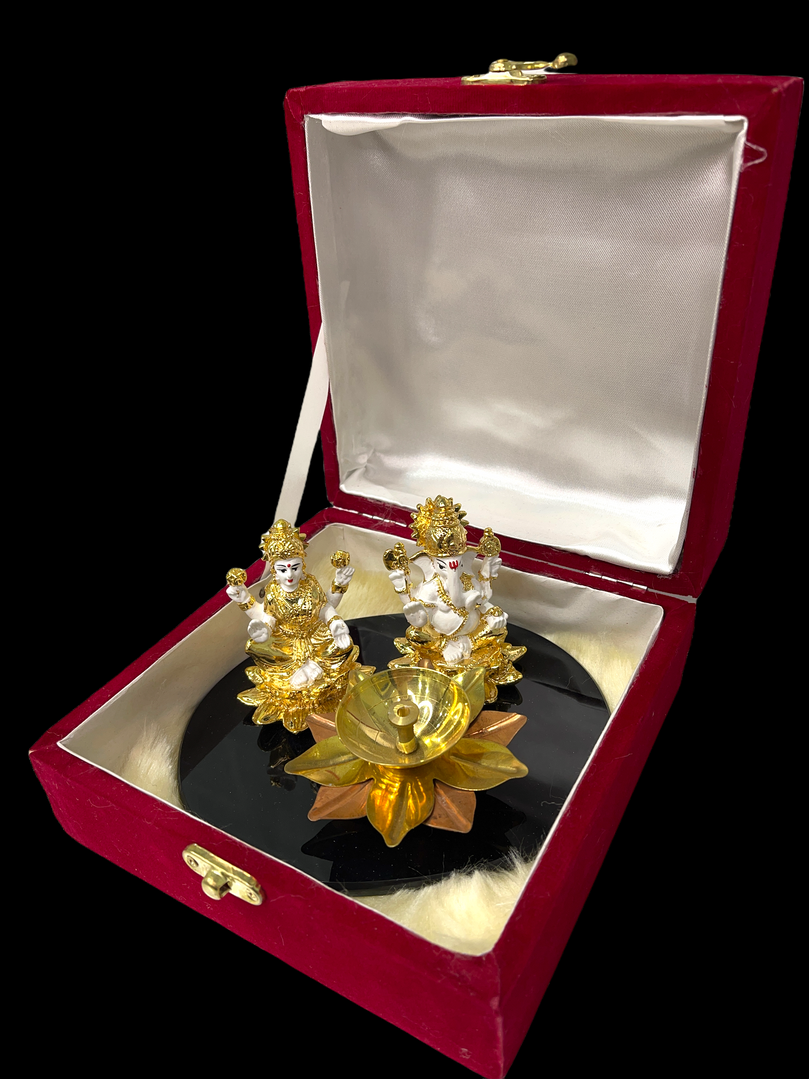 Sri Ganesh Ji & Lakshmi Maa Diya Gold Plated Gift
