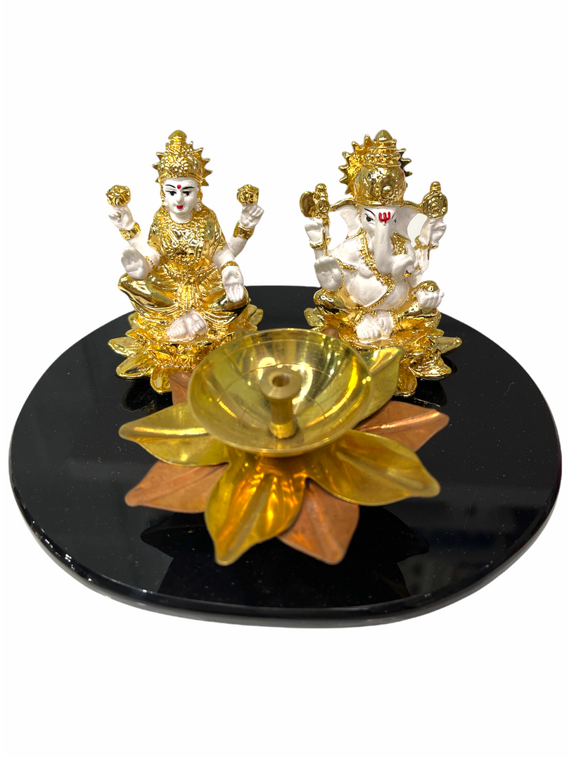 Sri Ganesh Ji & Lakshmi Maa Diya Gold Plated Gift