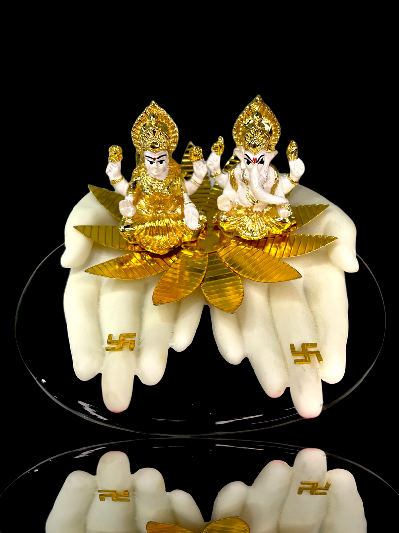 Sri Ganesh Ji & Lakshmi Maa on Hand Gold Plated gift