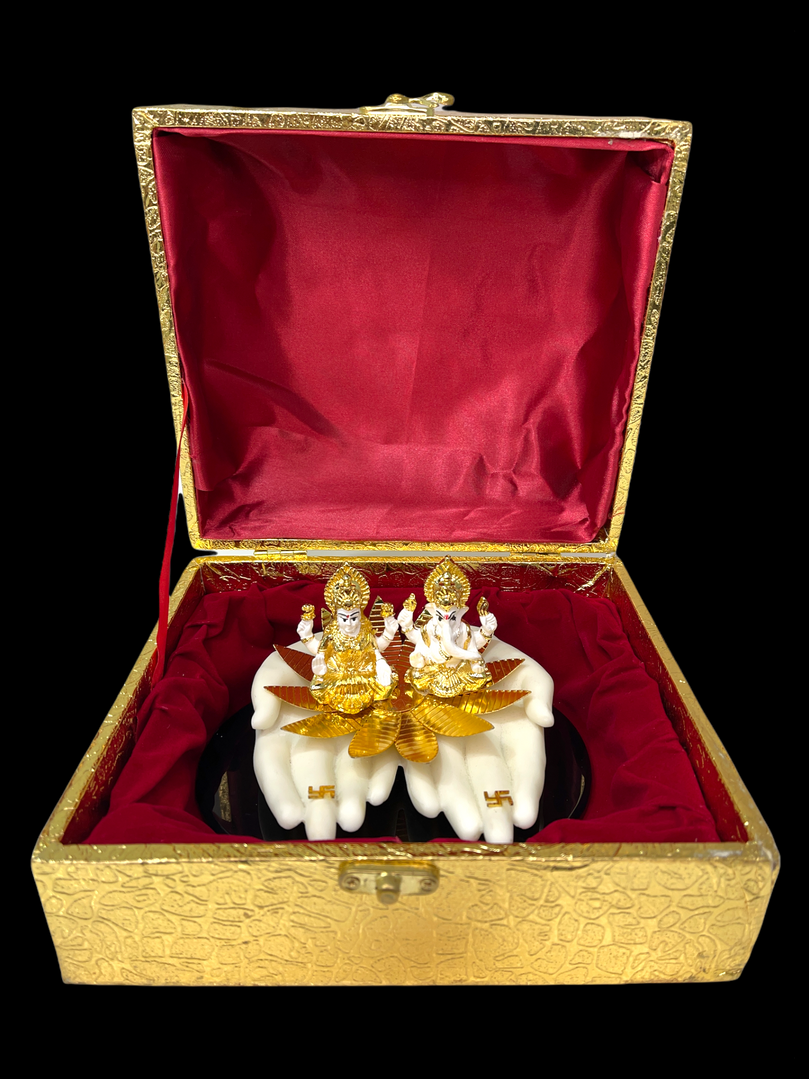 Sri Ganesh Ji & Lakshmi Maa on Hand Gold Plated gift