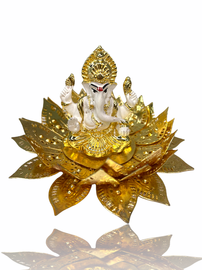 Sri Ganesh Ji & Lakshmi Maa on Lotus Gold Plated Gift Box