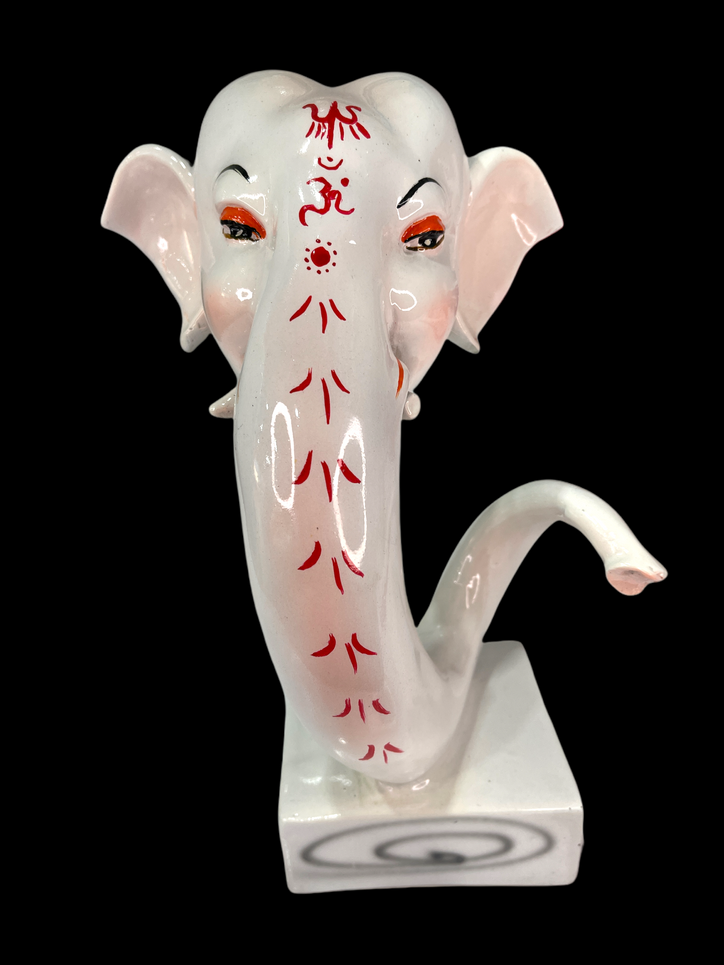 White Sri Ganesh ji Head on Pedestal
