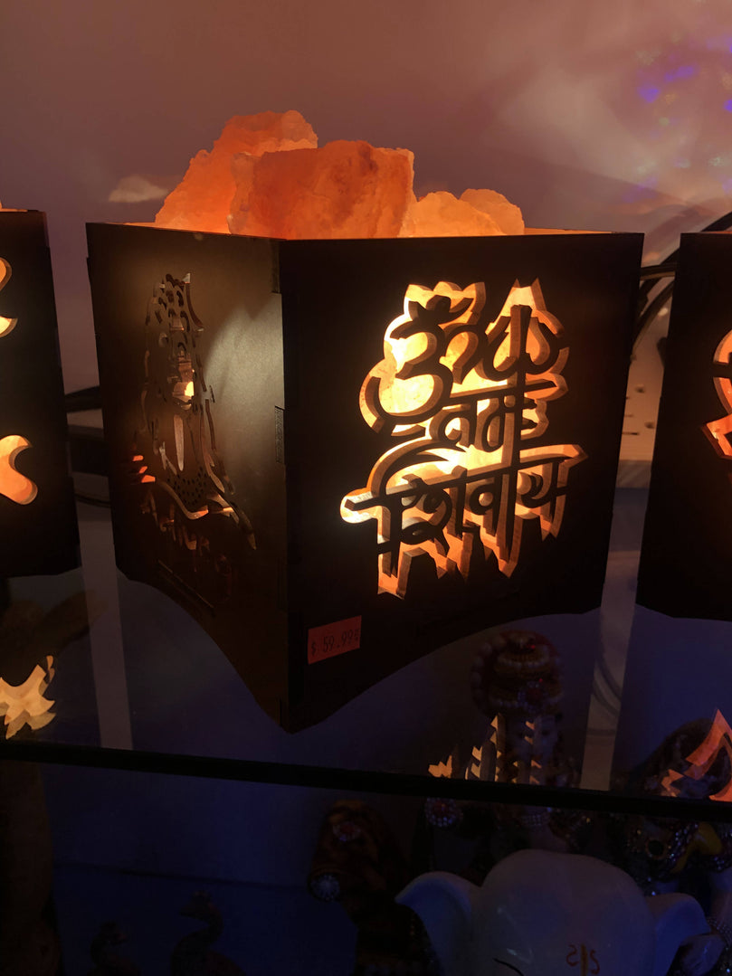 Adiyogi Shiva Natural Himalayan Pink Rock Salt Lamp | (6” x 6” x 6”) | Spiritual Gift for Shivratri, Christmas, and Birthdays | Boost Mood, Improve Sleep, Breathe Better, Calm Allergies | Shiv Ji Night Light | Handcrafted Wood Frame, 2.0kg Salt