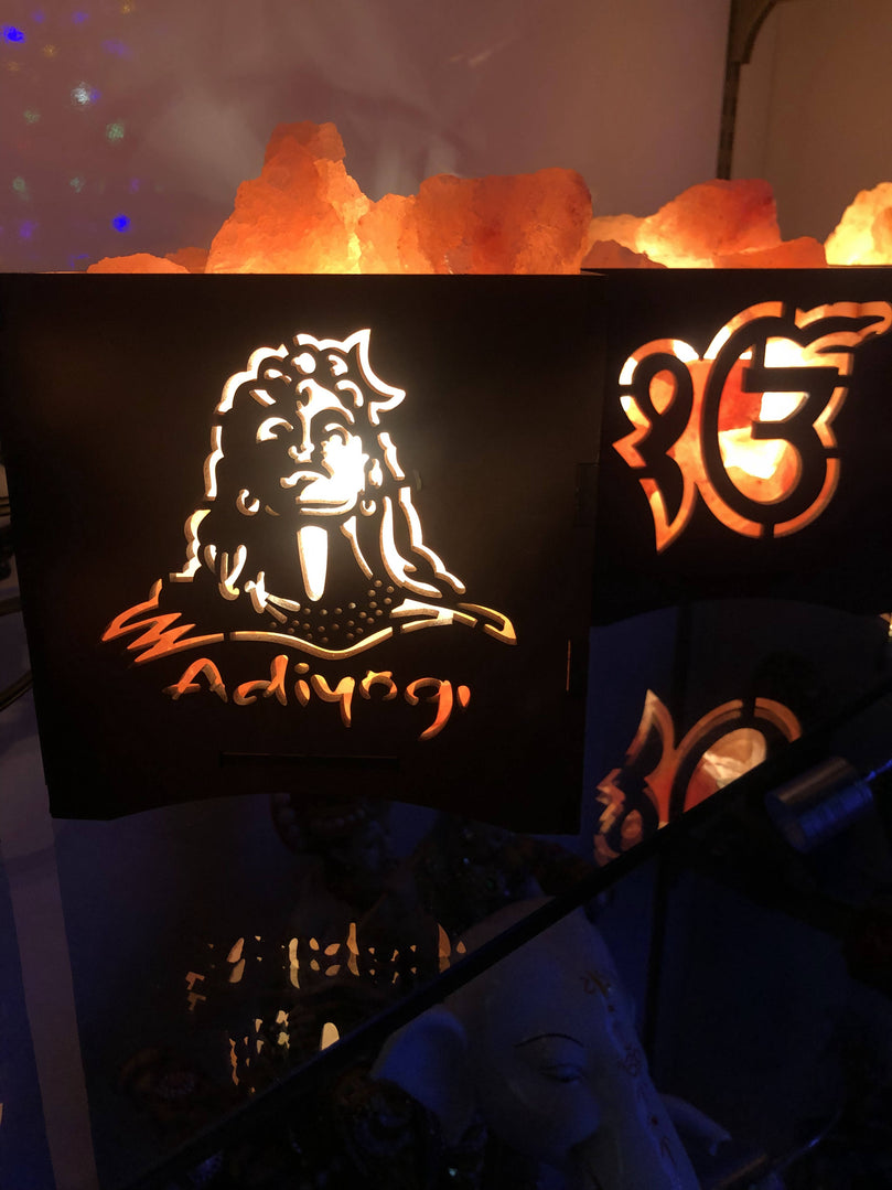 Adiyogi Shiva Natural Himalayan Pink Rock Salt Lamp | (6” x 6” x 6”) | Spiritual Gift for Shivratri, Christmas, and Birthdays | Boost Mood, Improve Sleep, Breathe Better, Calm Allergies | Shiv Ji Night Light | Handcrafted Wood Frame, 2.0kg Salt