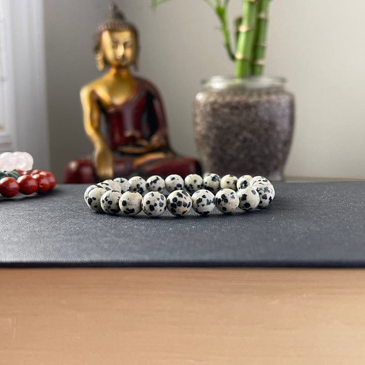 Genuine Natural Gemstone Dalmatian Jasper Bracelet