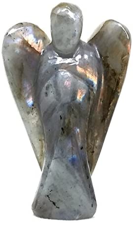 Labradorite Stone Guardian Angel Statue