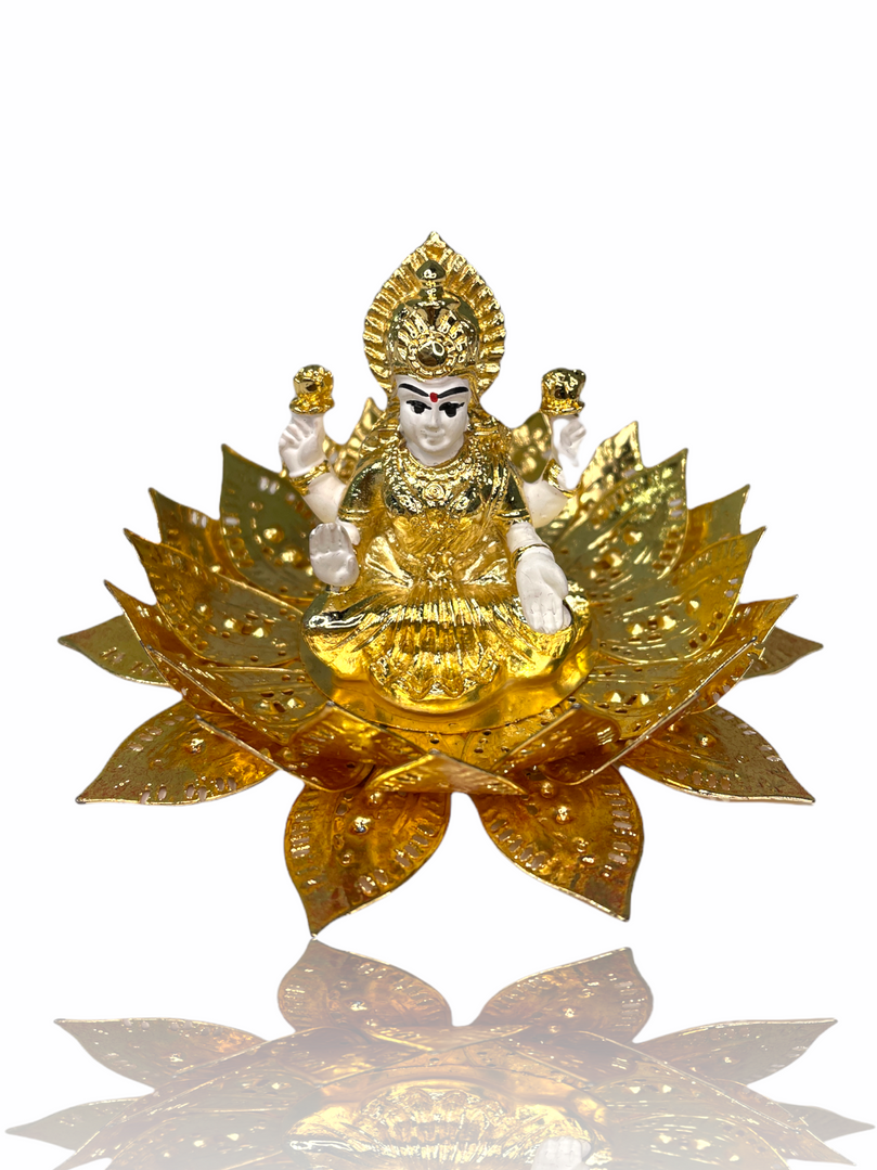 Sri Ganesh Ji & Lakshmi Maa on Lotus Gold Plated Gift Box