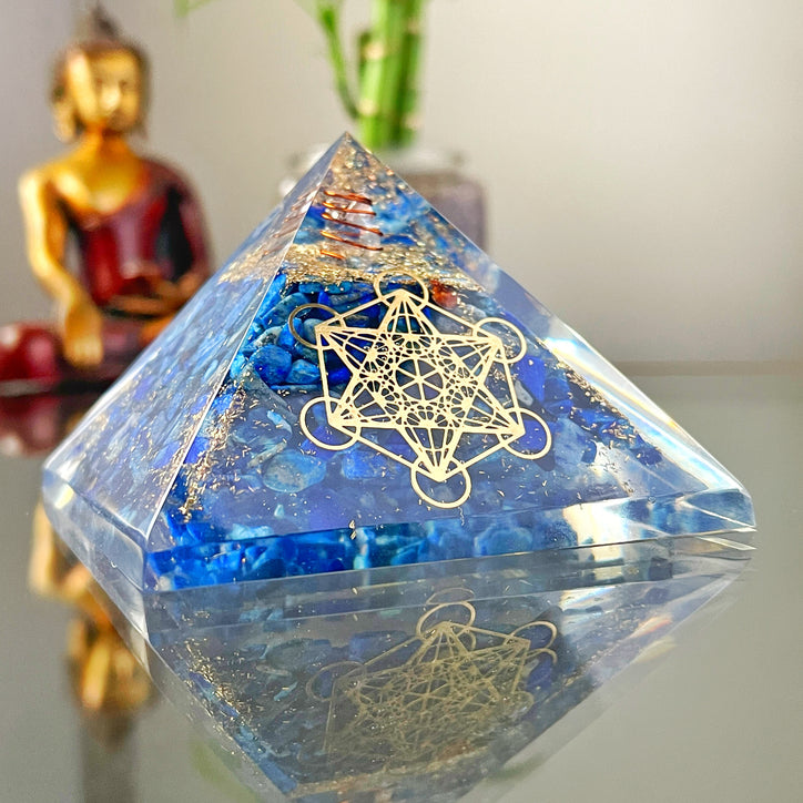 Lapis Lazuli Orgone Pyramid - Fruit of Life