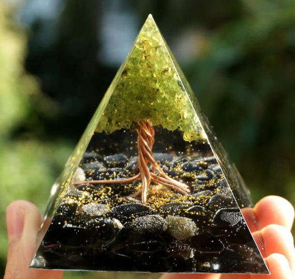 Tree Of Life Orgone Pyramid With Spiritual Stones